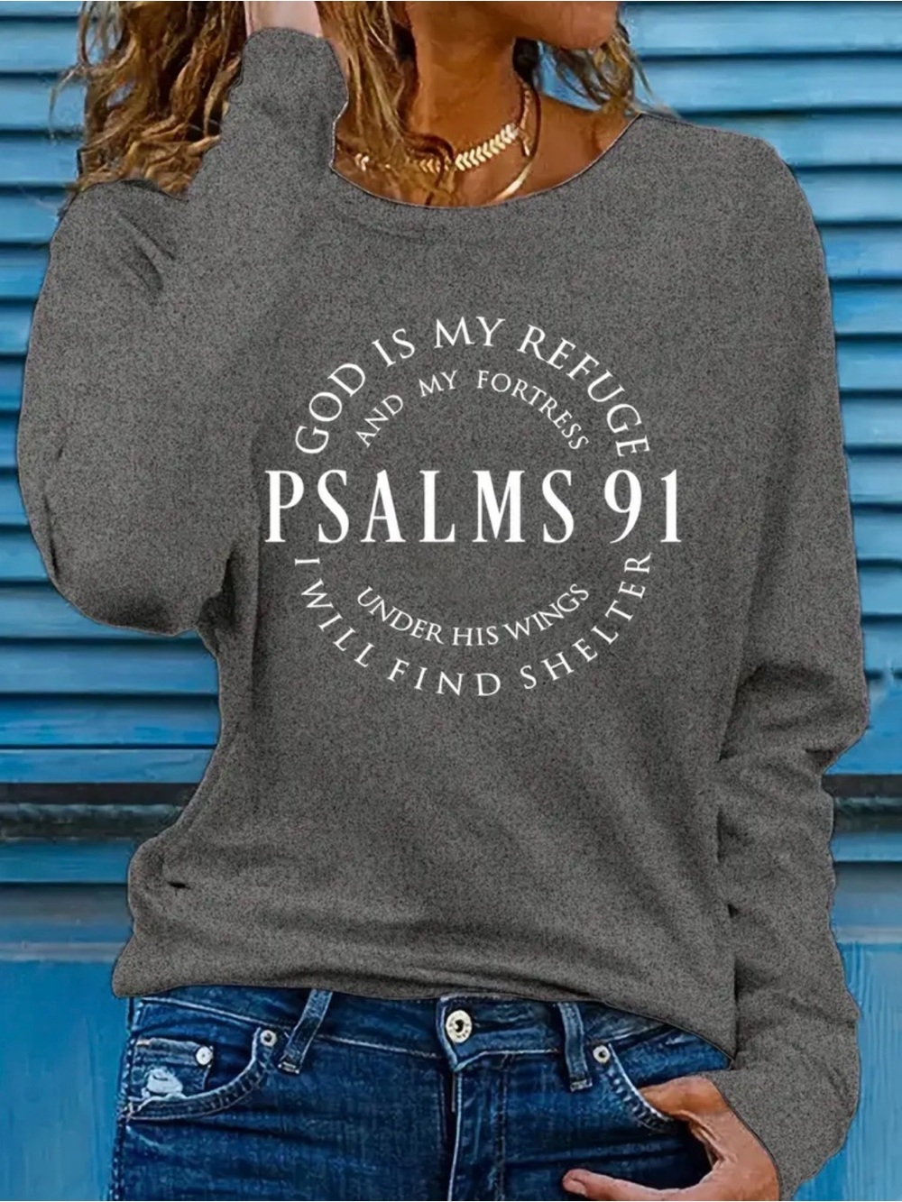 Women’s Psalms 91 Christian Long Sleeve Shirt (XXL)